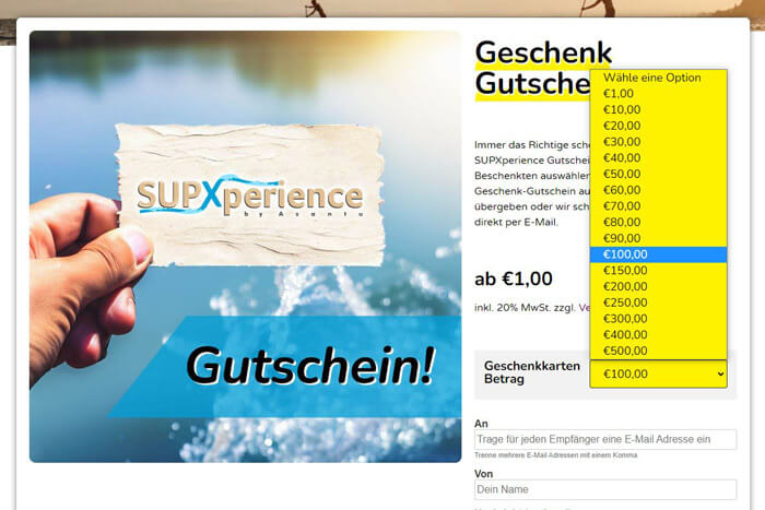 Geschenk Gutschein Betrag